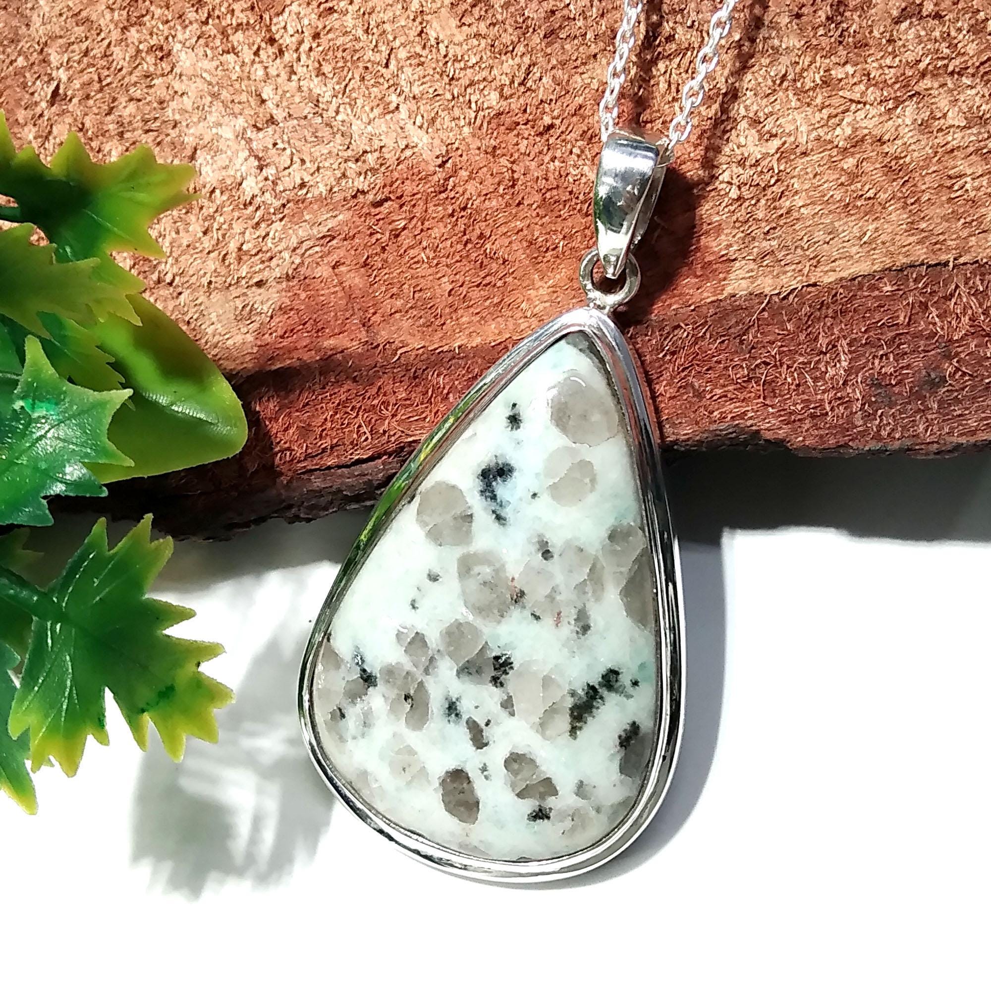 Natural Lotus kiwi Jasper Gemstone Pendant Necklace Chain, 925 Starling Silver Pendant Necklace, Handmade Stone Size 35x23 mm Gift Pendant